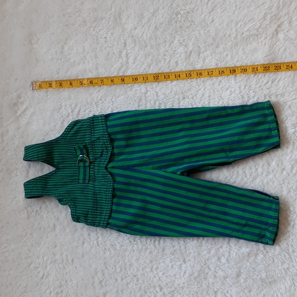 Vintage Overalls Green Striped Size 12M - Picture 9 of 11